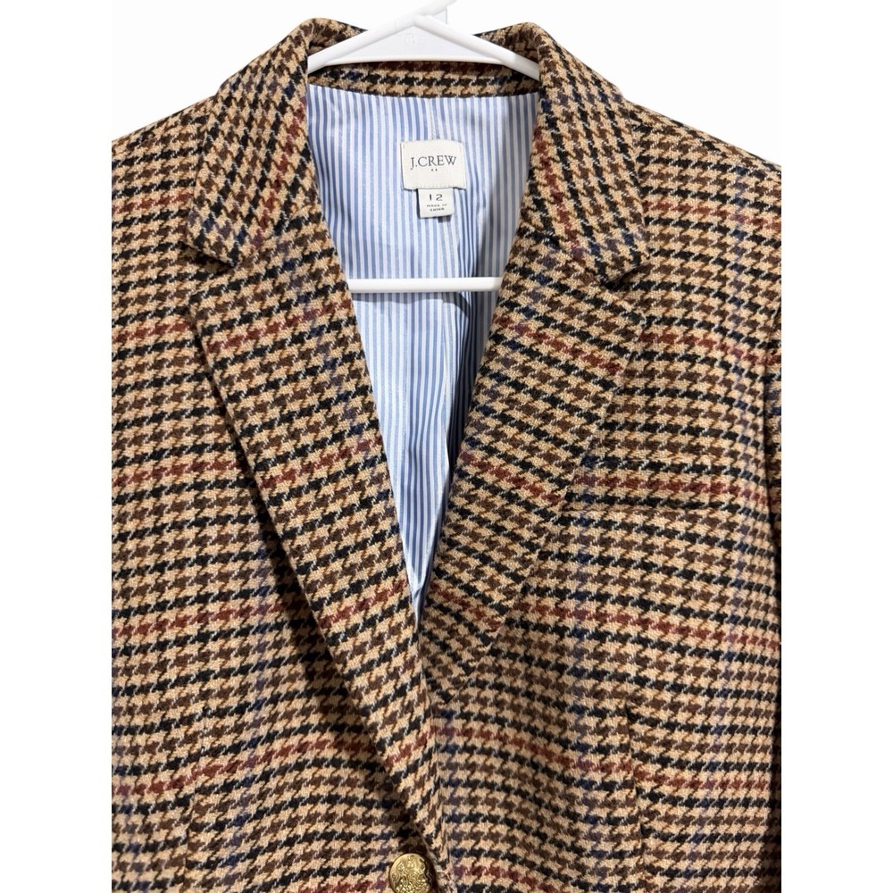 J.Crew Herringbone Wool-Blend Schoolboy Blazer Light Khaki/Brick Women's Size 12 - Picture 3 of 13